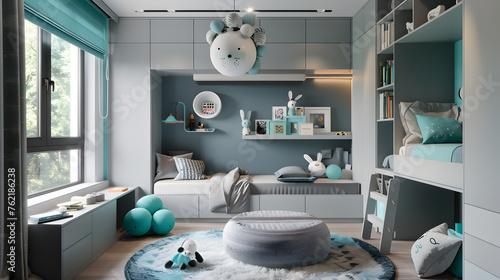  children's room in a modern style with furniture.