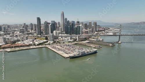 Aerial view of San Francisco city skyline on beautiful sunny clear day  photo