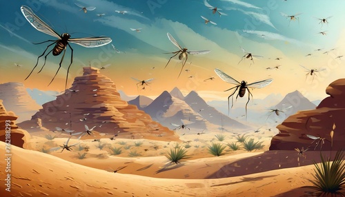 Exodus: The Plague of Mosquitoes (Gnats) - God's Third Plague on Egypt. Bible.  photo