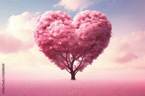 Romantic Pink heart shape. Romantic design. Generate Ai © juliars