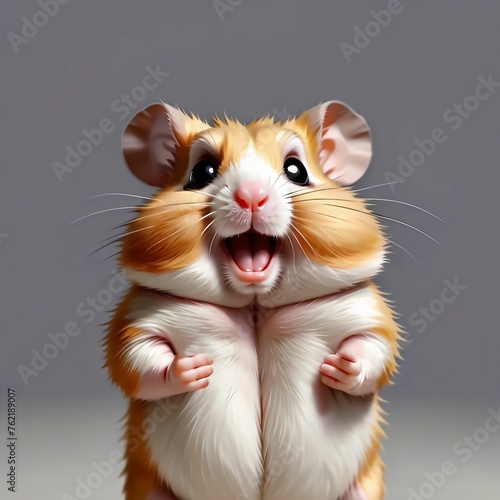 Cheerful fat hamster standing on its hind legs