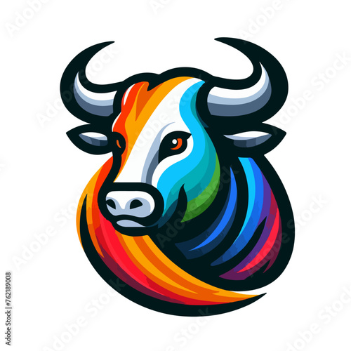 flat vector logo of bull ,  vector logo of bull , logo of bull 