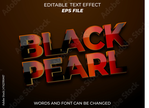 black pearl text effect, font editable, typography, 3d text. vector template