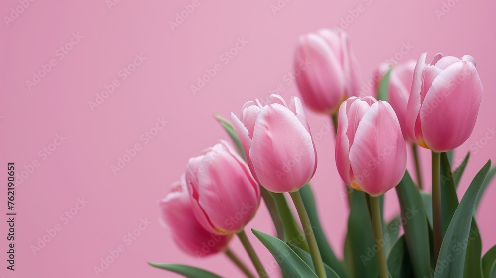 Monochromatic pink tulip arrangement for Mother's Day banner Monochromatic pink tulip arrangement for Mother's Day banner