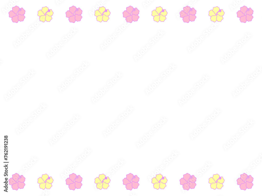 4:3 ハイビスカス白フチフレーム⭐︎PNG 4:3 ハイビスカス白フチフレーム⭐︎PNG