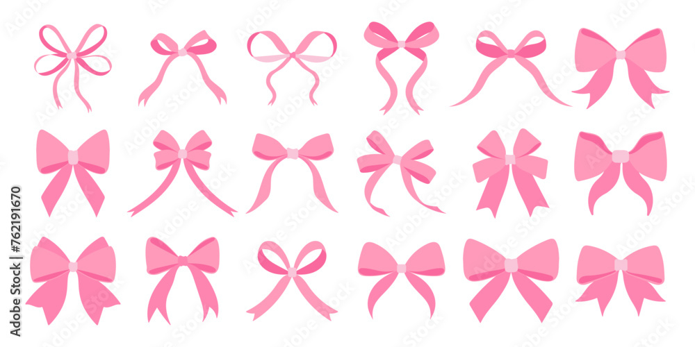 © MariiaMart - Set of pink ribbon bows