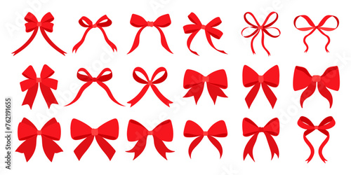 Set of red ribbon bows