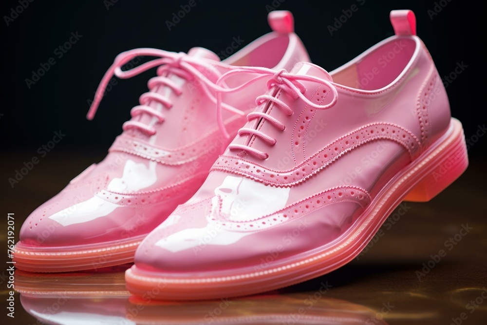 Comfortable Woman pink shoes. Sport shopping summer trendy model. Generate Ai