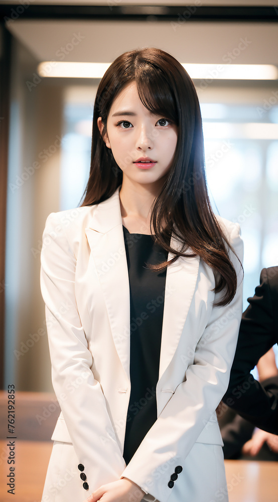 自己紹介する女性社員 自己紹介する女性社員