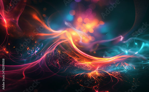 Abstract depiction of quantum energy experiments, energy and light controlled manipulation.