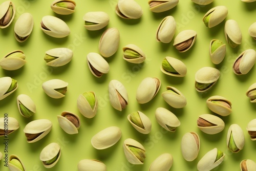 Organic Pistachio nuts mockup. White snack. Generate Ai photo