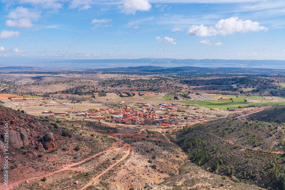 Elevated view of Peracense, village in Teruel province, Aragón, Spain