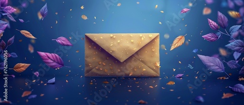 Email marketing banner. Subscription to newsletter, news, offers, promotions. Letter in envelope template with buttons. Subscribe, submit. Send by mail. Follow me. Blue. Eps 10.