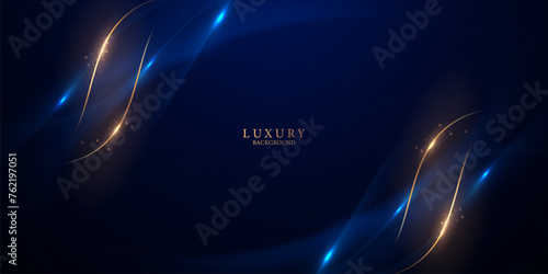 blue abstract background with luxury golden elements vector illustration