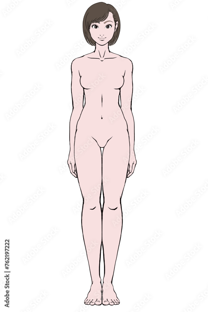 Fototapeta premium 若い女性_基本の立ちポーズ_ヌード