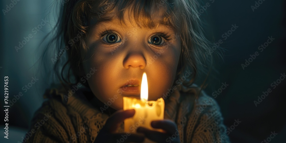 Young girl holding a lit candle, suitable for various concepts and designs Young girl holding a lit candle, suitable for various concepts and designs