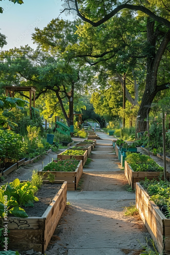 Professional Photography of an Urban Green Space Revitalization Project, Generative AI