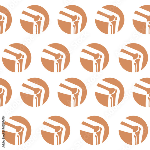 Knee joint seamless pattern isolated on white background