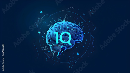 Stylized Brain and Lightning Design as an IQ Logo Concept Representing Intelligence and Insight
