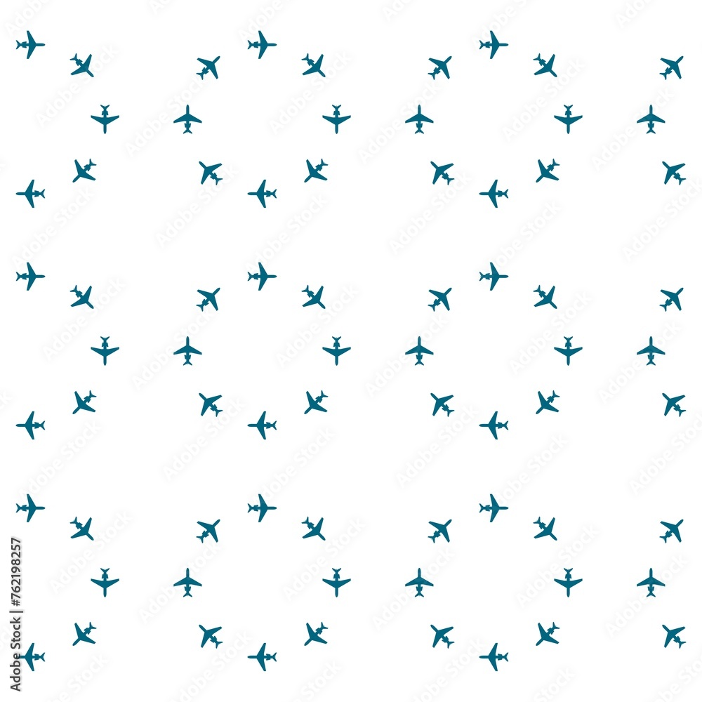 Seamless pattern with planes isolated on white background