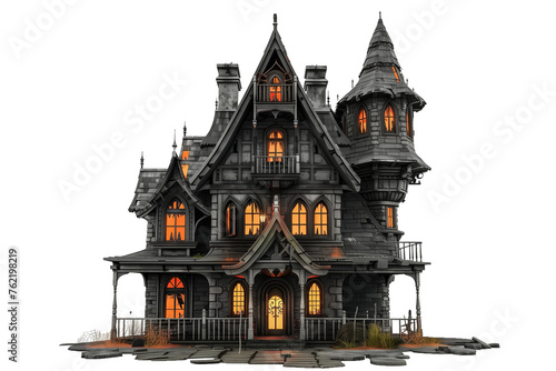 Old haunted house isolated on transparent background