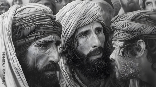 Wallpaper Mural Capture the atmosphere of Palm Sunday with a pencil drawing of the crowded streets of Jerusalem, bustling with activity and excitement as Jesus enters the city. Torontodigital.ca