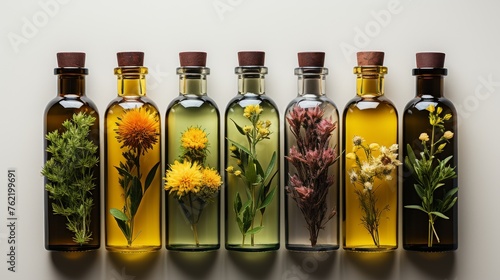 Row of Bottles Filled With Different Types of Flowers