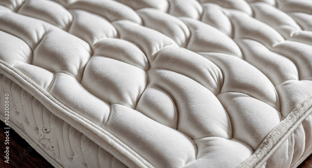 Obraz premium Close up of mattress cotton material texture. Pocket sprung mattress with memory foam. hypoallergenic mattress