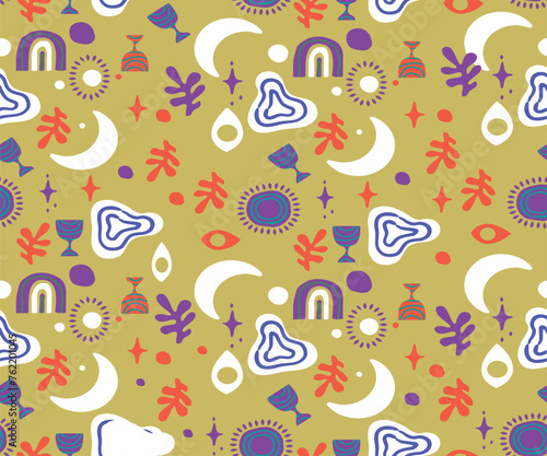 Boho abstrack pattern seamless. Suitable for  textile designs, handkerchief designs, background, etc
