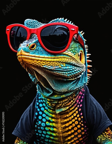 Wild Colors, Wild Life: Surreal Iguana Art for T-Shirt Design