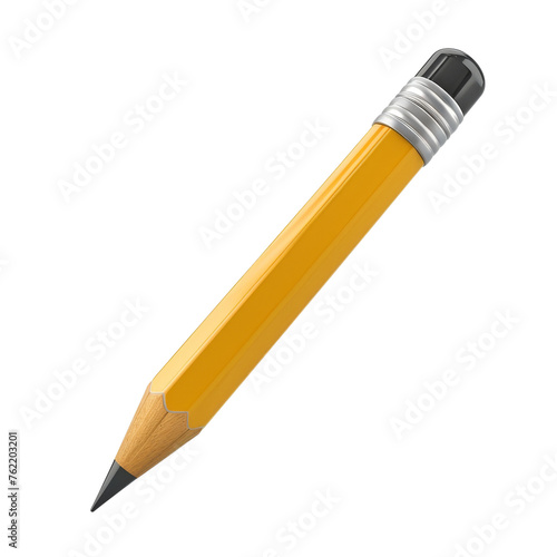 Classic Yellow Pencil with Eraser, Precisely Sharpened, on a transparent Background