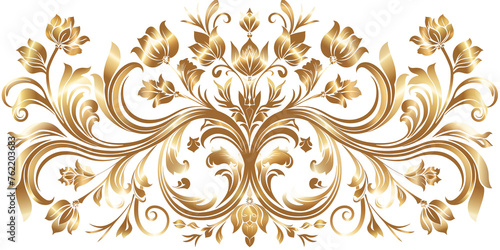 Vintage pattern with arabesques. Traditional classic gold ornament. isolated on a transparent background