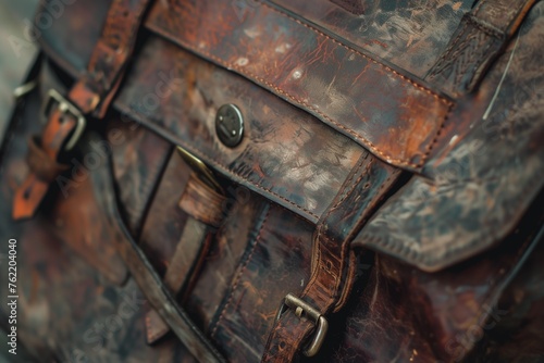 Worn Leather Messenger Bag Against a Textured Wall, Evoking Urban Exploration and Adventure