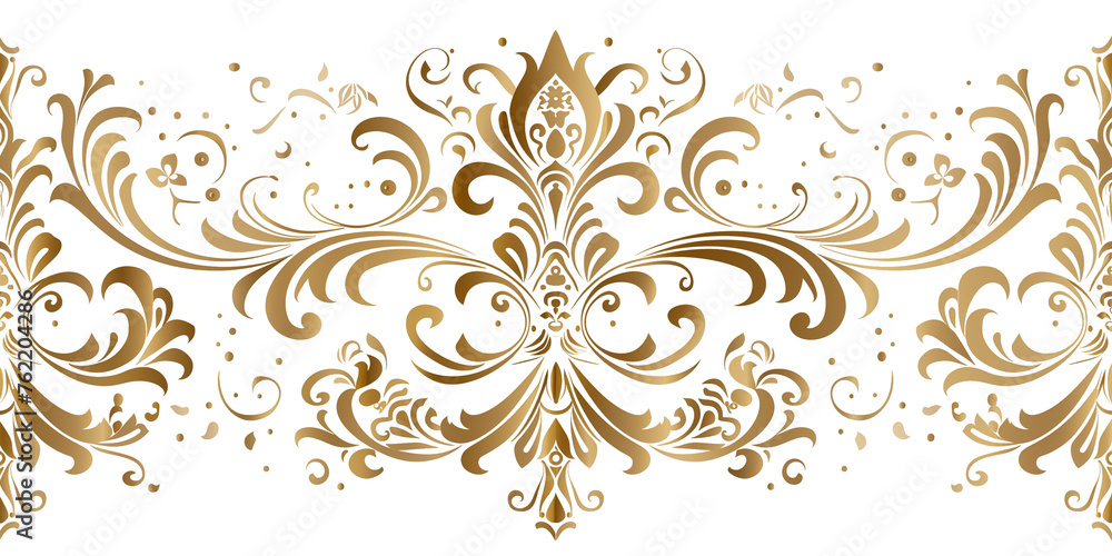 Vintage pattern with arabesques. Traditional classic gold ornament. isolated on a transparent background