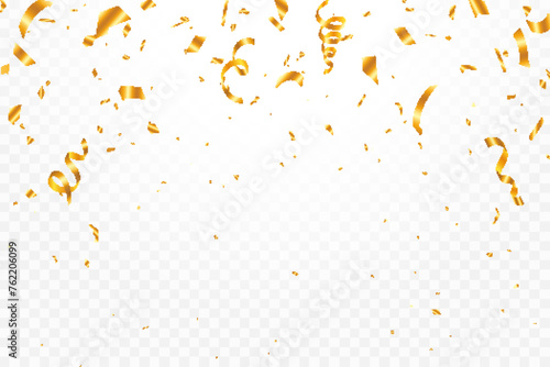 Gold confetti celebration background. vector illustration