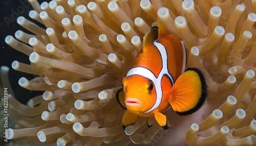 A Colorful Clownfish Seeking Refuge In The Safety