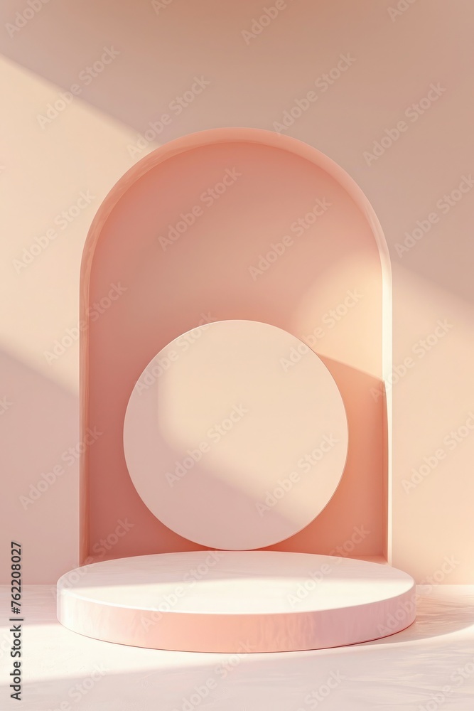 Fototapeta premium 3d render, abstract background, minimal scene with geometrical forms, podium for product presentation