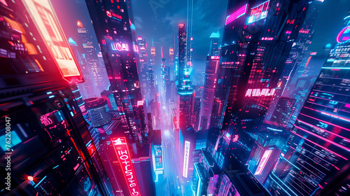 Luminescent Metropolis: Cyberpunk Cityscape at Night