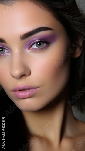 Close-Up of Woman With Purple Eyeshadow