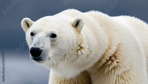 A Polar Bear With Its Fur Puffed Up Against The Co