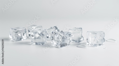A straightforward presentation of ice cubes on a white canvas, accompanied by a clipping path for easy extraction
