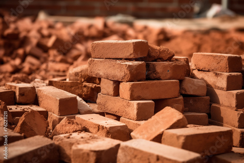 Bricks on construction site. Generative AI