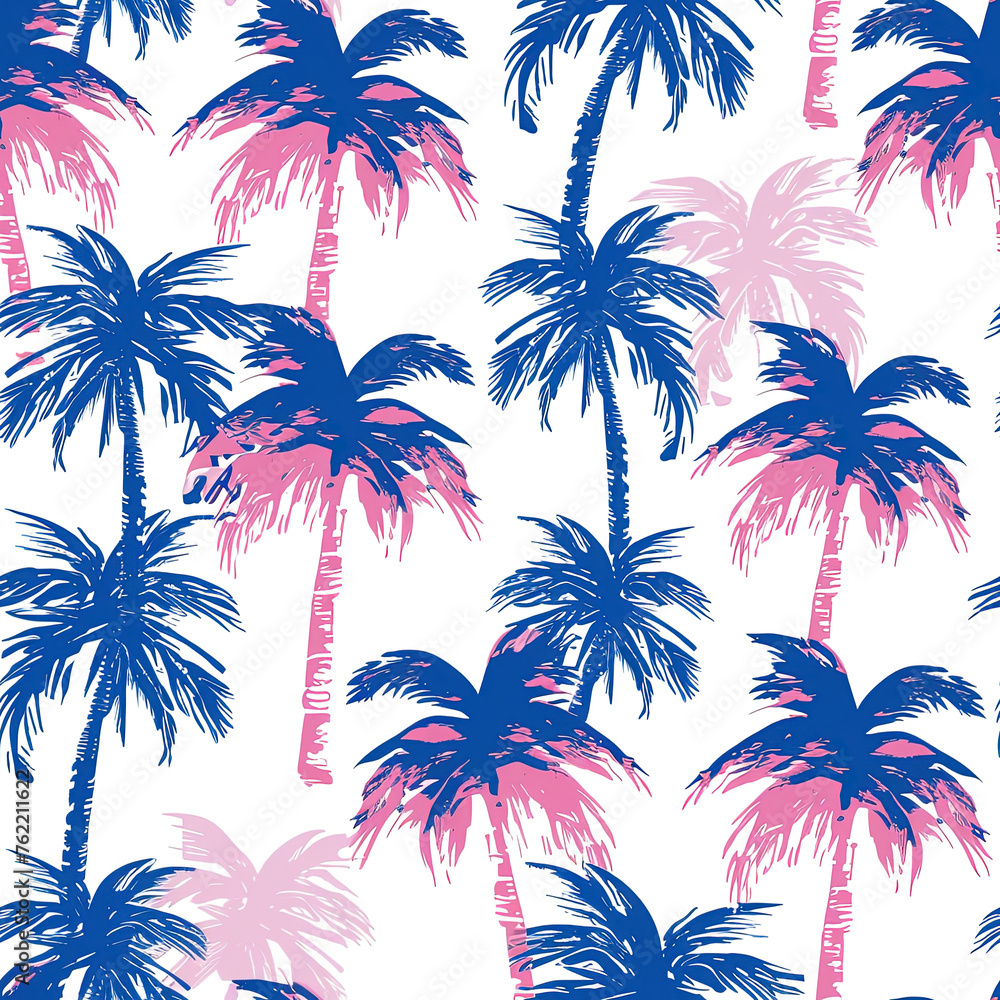 Beautiful vintage floral background. Landscape with palm trees	
