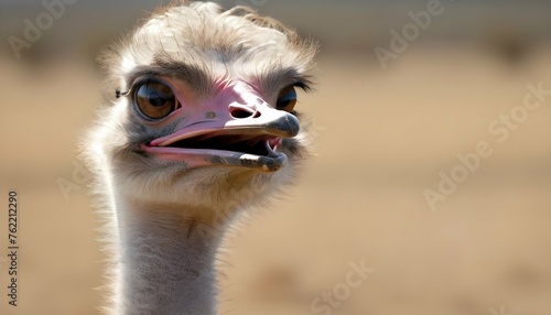 An Ostrich With Its Feathers Rustling In The Breez © Tawbah