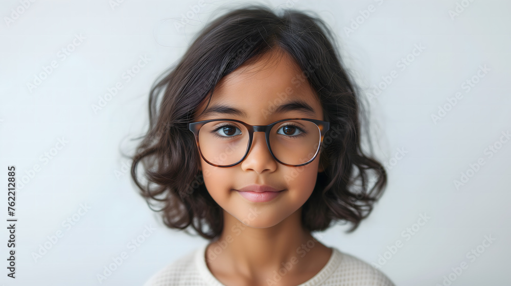 Une petite fille asiatique portant des lunettes de vue.