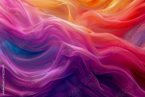 Vibrant Multicolor Abstract Silk Fabric Flowing Waves Background for Artistic Design Use