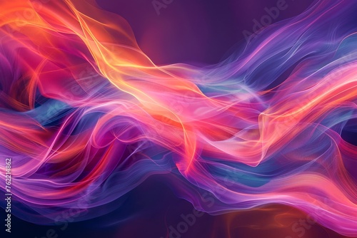 Vibrant Abstract Colored Waves Flowing on a Purple Background - Artistic Digital Design