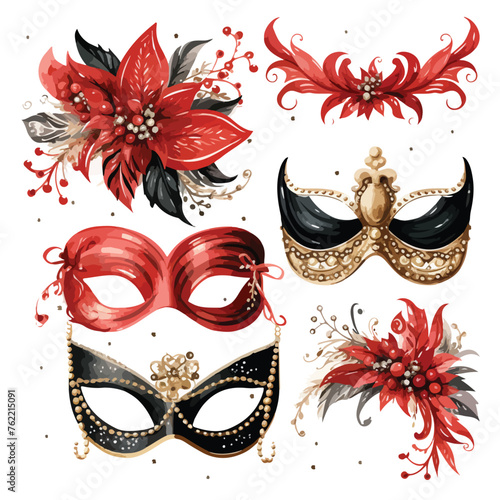 Masquerade Christmas Clipart clipart isolated on white background 