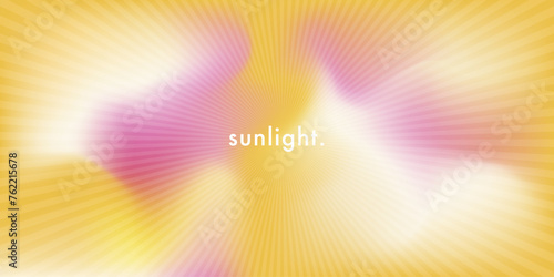 Sunlight. Golden spring aesthetic elegant pink and gold gradient background. Sunburst pattern background. Rays. Radial. Summer banner. Vector texture