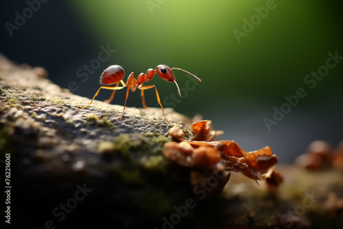 Small ant on ground close up. Generative AI